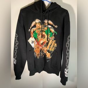 ❌SOLD❌ Y2K skull graphic zip hoodie